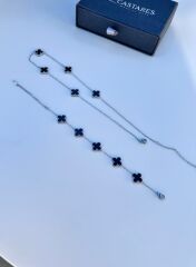 Van Cleef Unisex Paslanmaz Çelik Bileklik ve Kolye Yonca  Şık ve Modern Tasarımlar
