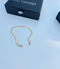 “Balık Sırtı Gold Çelik Unisex Bileklik - Şık ve Paslanmaz Tasarım”