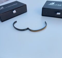 Black Royal Touch Açılır Çelik Kelepçe - 17-21 cm Bileklere Uygun Şık Tasarım