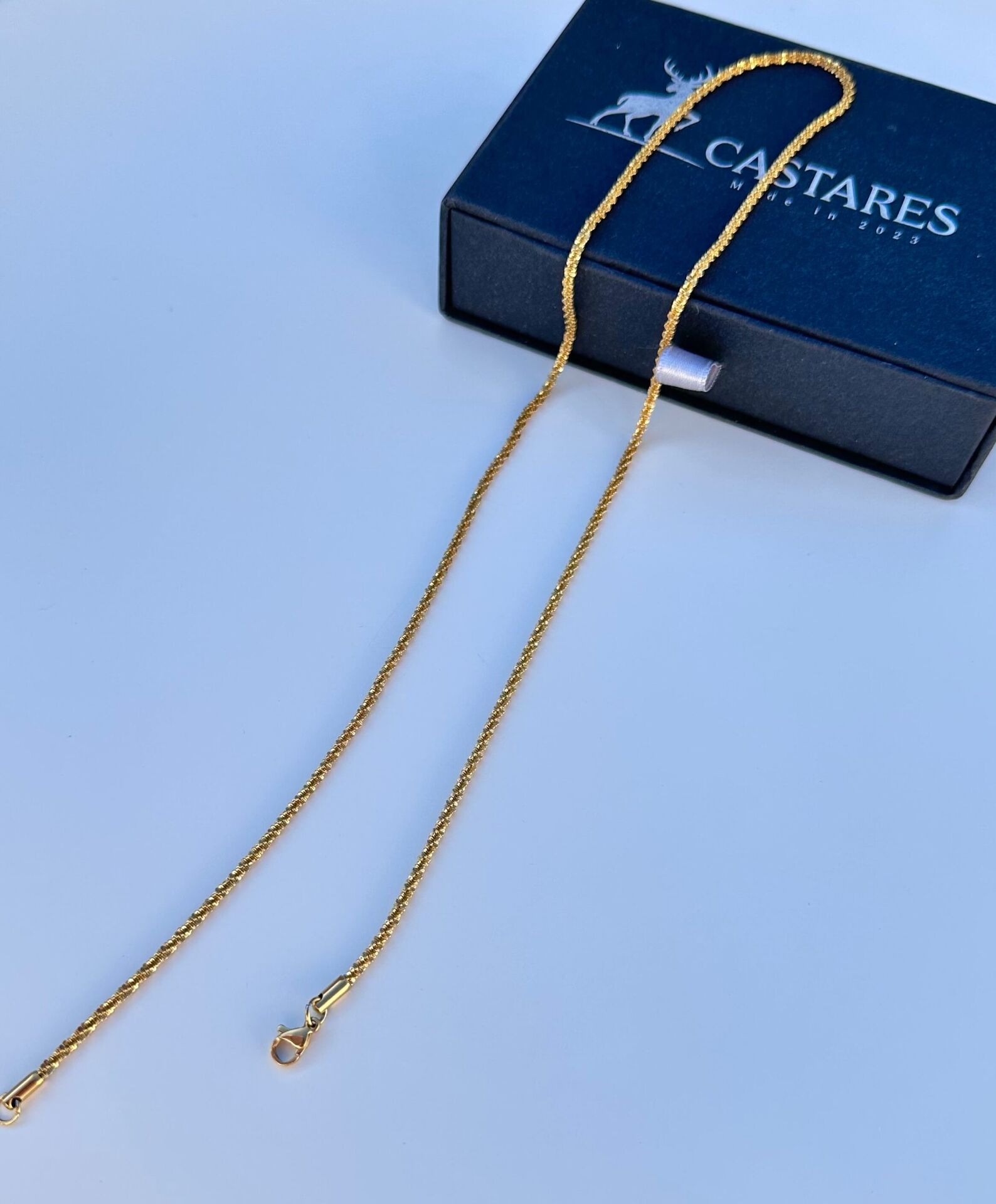 Rüzgarın İzleri Kolye - Gold Altın Renk Paslanmaz Çelik, 60 cm Uzunluk, 3 mm Kalınlık