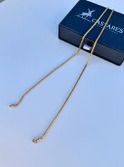 Altın Oval Hasır Zincir | 60 cm, 3 mm Paslanmaz Çelik | Şık ve Rahat Kullanım
