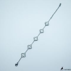 Van Cleef Tarzı Unisex Çelik Mermer Motifli Bileklik - Şıklık ve Kalitenin Buluşması