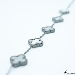 Van Cleef Tarzı Unisex Çelik Mermer Motifli Bileklik - Şıklık ve Kalitenin Buluşması