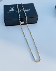 Castares Royal Chain – Altın ve Gümüş Uyumu, Paslanmaz, Anti-Alerjik 60 cm Kolye