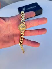 Aslan Kafalı Gold Çelik Erkek Bileklik - Renk Atmaz, Anti Alerjik, Şıklığın Sembolü