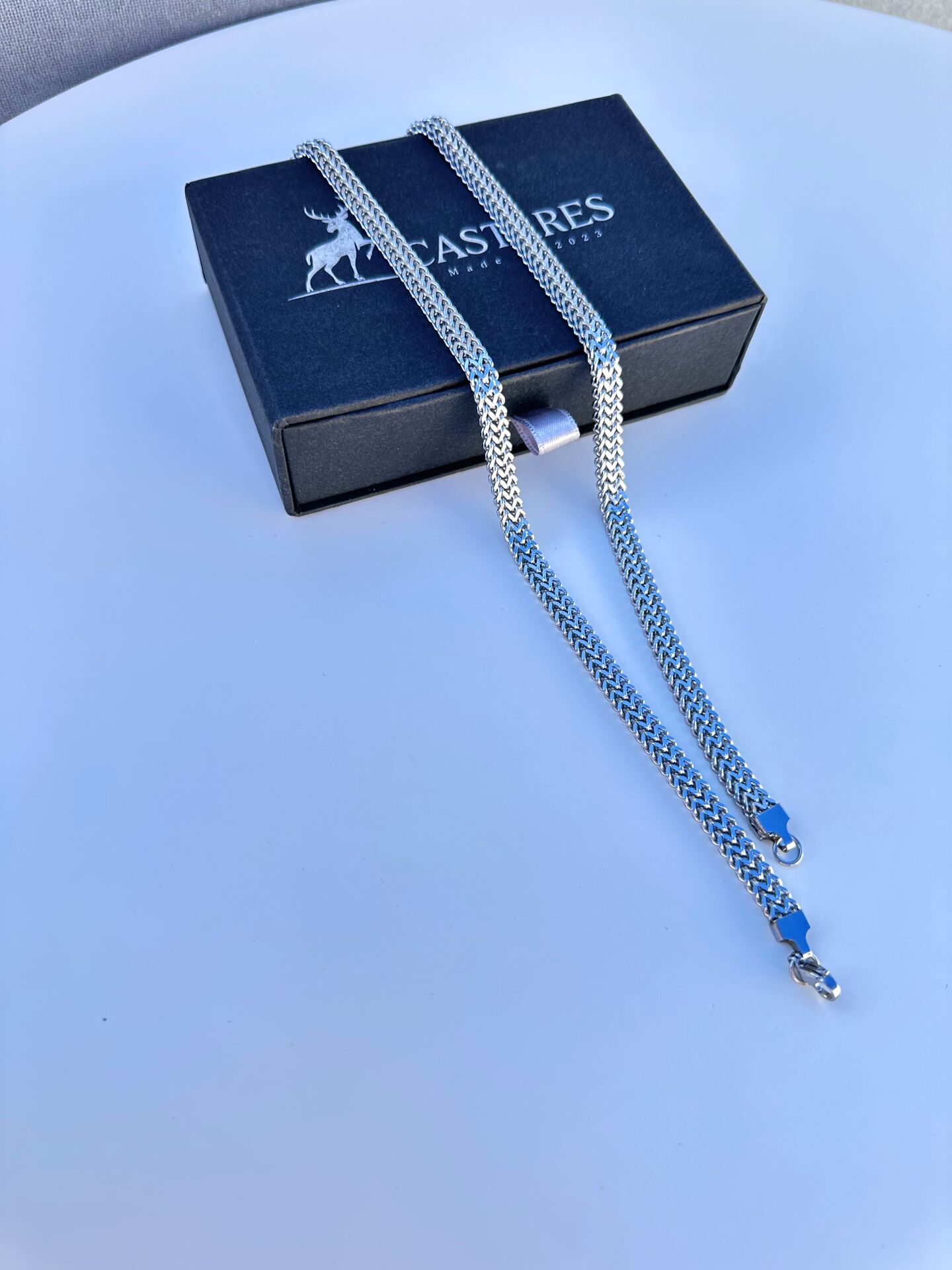 Paslanmaz Çelik Kral Rad Kolyesi – 55 cm, 6 mm Genişlik, Anti-Alerjik