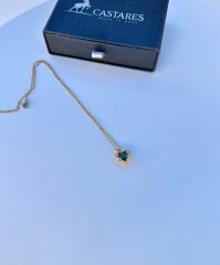 Gold Yeşil Elmaslı Okyanusun Kalbi Kolye - Çelik, Solmaz ve Şıklığın Zirvesi
